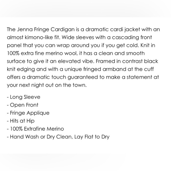 NWOT LABEL+ thread Jenna Fringe Cardigan Charcoal Extrafine Merino Wool,size M/L - Picture 10 of 10